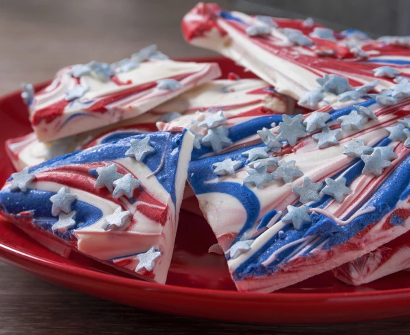 Red, White and Blue Candy Bark