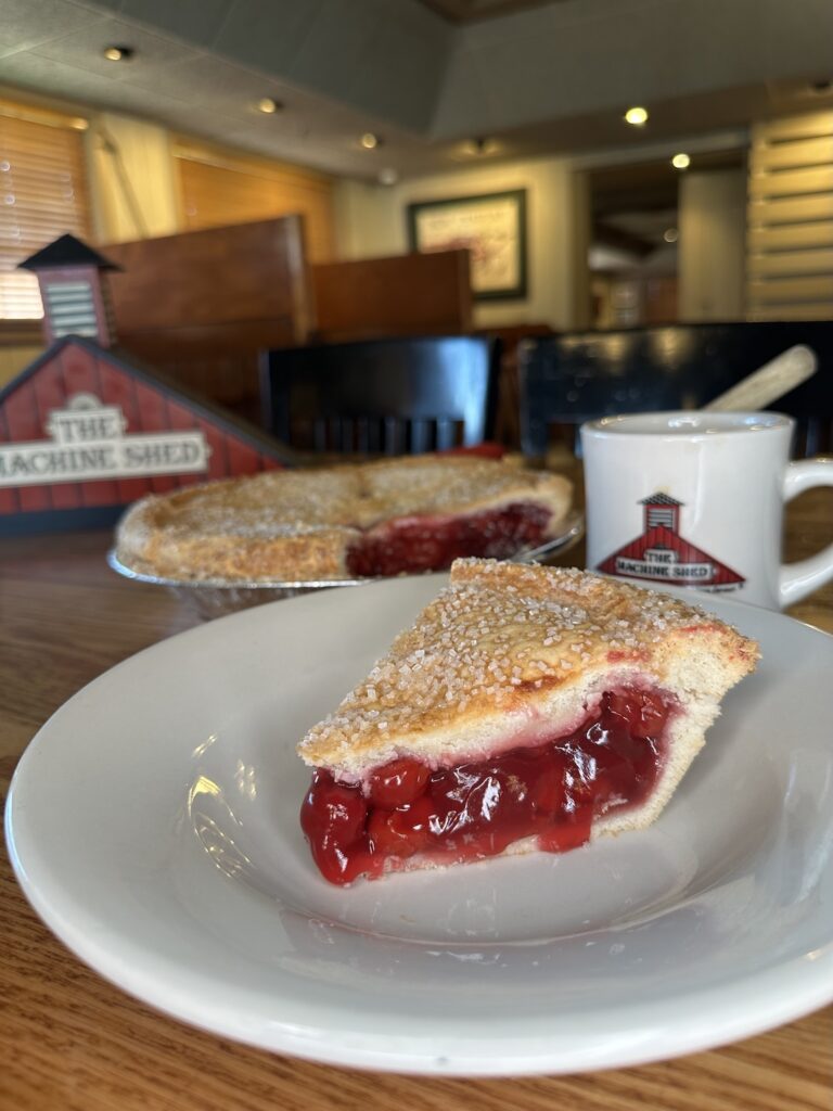 Machine Shed Cherry pie slice served on a plate